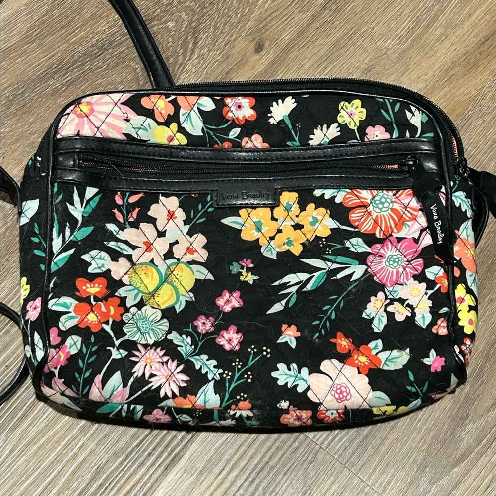 Vera Bradley Tangerine Twist Black Floral Crossbody Bag